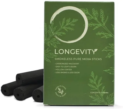 Vista 4 de Longevity Pure - Palitos de moxa sin humo, con agujero en el centro (5 por caja), 1 caja