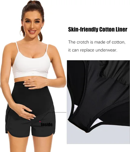 Vista 2 de PACBREEZE Pantalones cortos de maternidad para mujer, de secado rápido, con bolsillos con cremallera