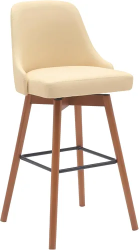 Vista 18 de Armen Living Sicily Modern Farmhouse Taburete giratorio de madera de nogal de 26 pulgadas de altura para encimera de isla de cocina, en piel Crema