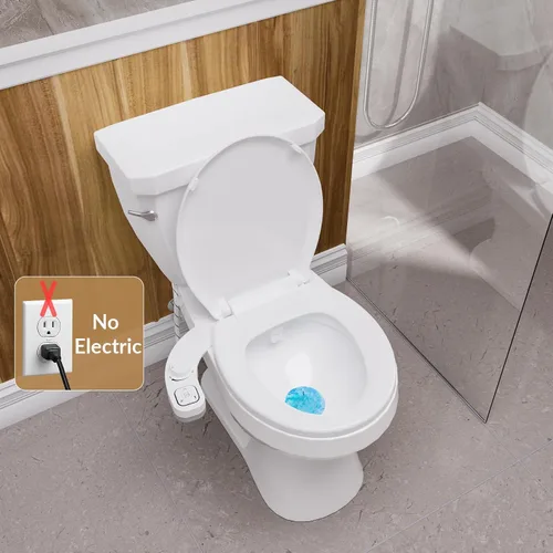 Vista 5 de Asiento de inodoro de bidé no eléctrico, se adapta a inodoros redondos, tapa de cierre suave, liberación rápida para una fácil limpieza, sistema