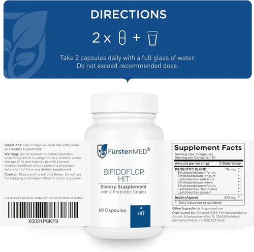Vista 6 de FürstenMED Bifidoflor HIT - Probiótico bajo en histamina para intolerancia a la histamina, intestino sensible y salud digestiva, Lactobacillus de 7