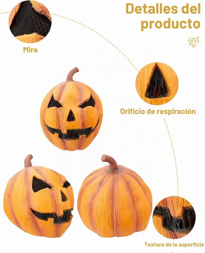 Vista 2 de Máscara de calabaza, disfraz de cabeza completa para Halloween Fiestas de Halloween, temas de terror y eventos de disfraces, crea un aspecto