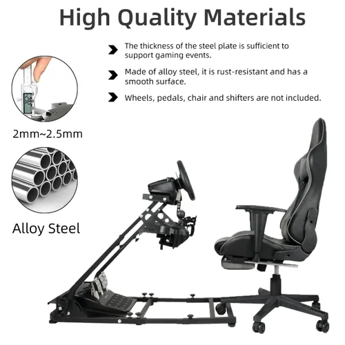 Vista 4 de Marada Wheel Stand and Flight Sim Stand Compatible with Thrustmaster HOTAS WARTHOG, Logitech G25 G27 G29 G920 Adjustable Foldable