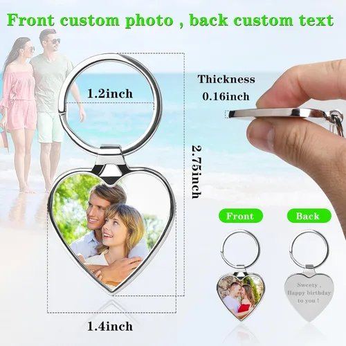 Vista 5 de HYPERFOLD Llavero personalizado de doble cara con imagen, grabado personalizado, texto fotográfico, regalos personalizados para hombres, novio