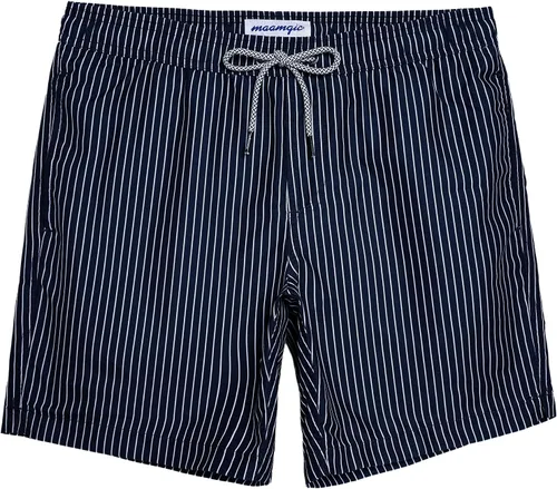Vista 23 de maamgic Traje de baño para hombre, de secado rápido, con forro de malla, divertido traje de baño de 7 pulgadas Raya azul