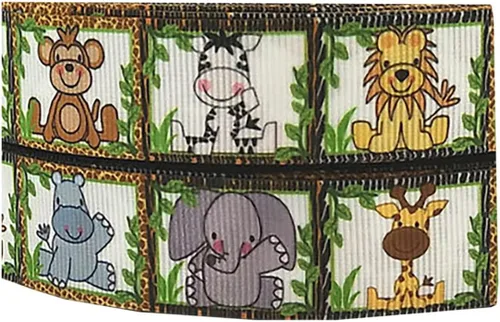 Vista 3 de 7/8" Welcome to The Jungle Grosgrain Ribbon DIY Hair Bows Crafts 3 yardas