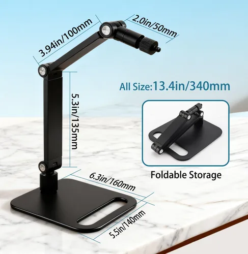 Vista 4 de Soporte de micrófono de estudio, soporte de micrófono de escritorio, soporte de escritorio con adaptador de 1/4"-3/8"-5/8", soporte de micrófono