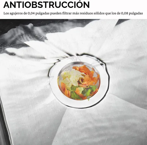 Vista 5 de LASSHSWA 2 piezas de colador de fregadero de cocina de acero inoxidable, colador de drenaje de fregadero de cocina, coladores de fregadero con borde