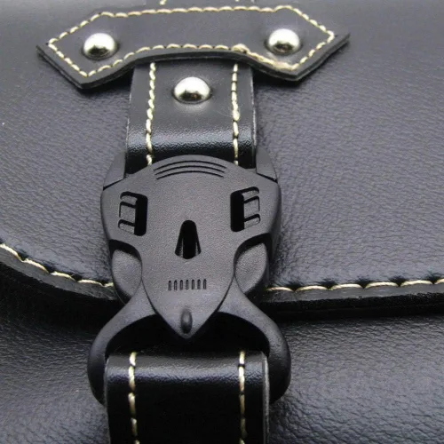 Vista 7 de Maso Bolsa de silla de montar de motocicleta, equipaje universal de cuero PU bolsa de almacenamiento con 2 correas de montaje negro