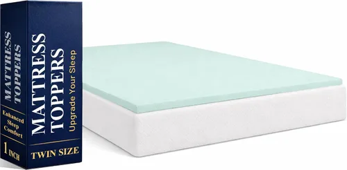Vista 16 de Greaton, Cubrecolchones de espuma viscoelástica de gel contorneado de 1 pulgada para mayor comodidad y apoyo, individual, azul.