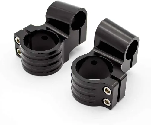 Vista 2 de FXCNC 1.220 in 7/8" CNC aluminio motocicleta negro tenedor tubo clip en manillar cabezas regulares reemplazables compatible con universal bike cafe