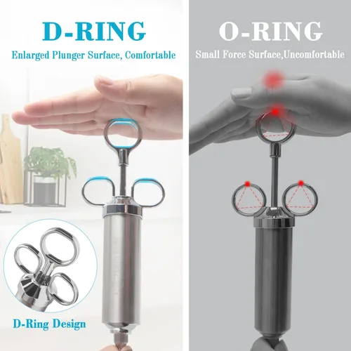 Vista 3 de Grill Bump Kit de jeringa para inyector de carne para ahumador con inyector de alimentos de 3 sabores, agujas de carne, adobos de inyección