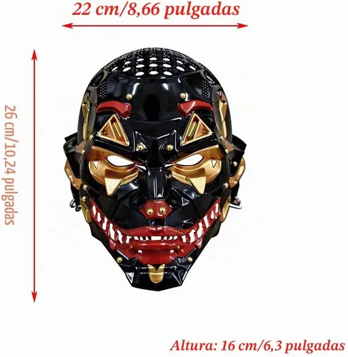 Vista 2 de Máscara de payaso para carnaval, fiesta de Halloween, disfraz de anime, accesorios de exposición Negro