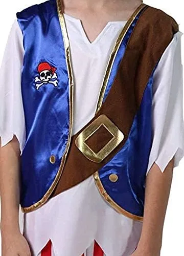 Vista 2 de Conjunto de disfraz de pirata azul real parte superior pantalones y sombrero elegir