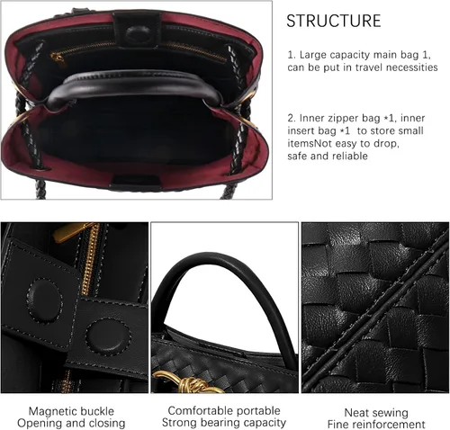 Vista 4 de Woven Hobo Bags for Women Tote Bag, Woven Leather Shoulder Crossbody Bag Satchel Bag Woven Handbag Purses
