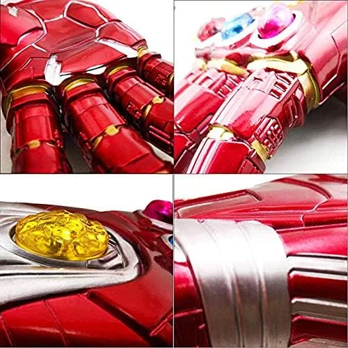 Vista 4 de Guantes de guantelete de 4 Infinity de Revenge Iron Man con luces LED con imán extraíble Infinity Stones-3 modo de flash rojo