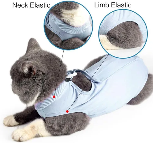 Vista 6 de Traje de cirugía para gatos, traje quirúrgico de recuperación profesional para heridas abdominales o enfermedades de la piel, alternativa de collar