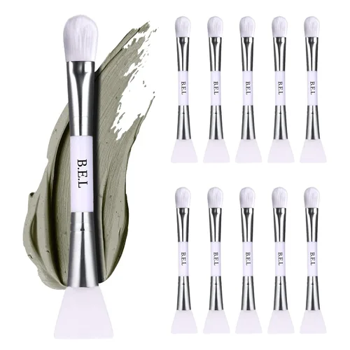 Vista 11 de Bare Essentials Living - Cepillo para mascarilla facial de arcilla (1 paquete, bambú), herramienta doble aplicadora de máscara facial de silicona