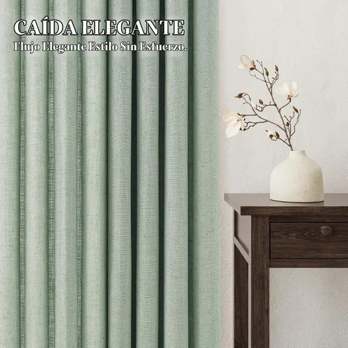 Vista 7 de Jowels Cortinas de lino verde aguamarina con ojales de 84 pulgadas de Aqua Green