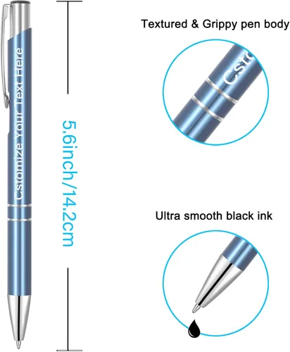 Vista 3 de Kingluu Hasta 500 bolígrafos personalizados, bolígrafos personalizados de tinta negra con tu nombre, logotipo, mensaje, texto, para oficina, Rojo