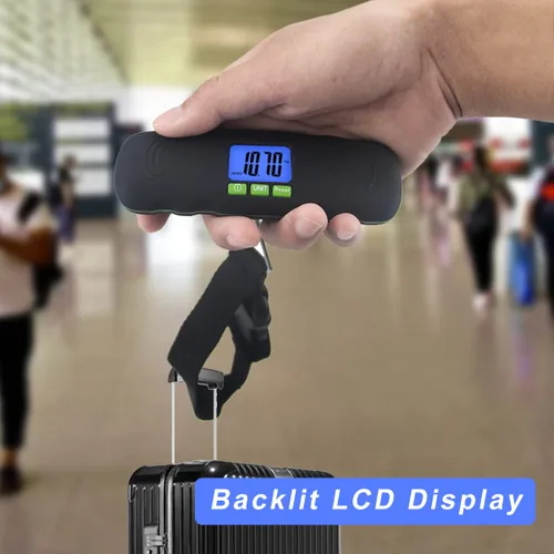 Vista 5 de UNIWEIGH Báscula digital de equipaje, báscula portátil de equipaje colgante de 110 libras con retroiluminación para viajes, báscula