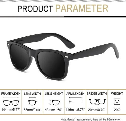 Vista 3 de Joopin Gafas de sol cuadradas polarizadas con protección UV para hombre y mujer