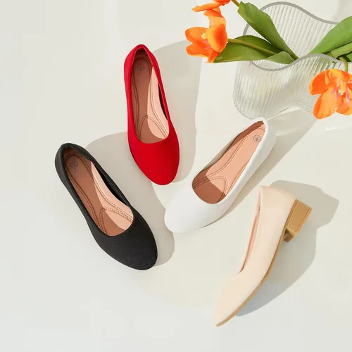 Vista 9 de ALTOCIS Zapatos de tacón grueso de bloque bajo para mujer, elegantes zapatos cerrados con punta redonda y plataforma baja para oficina