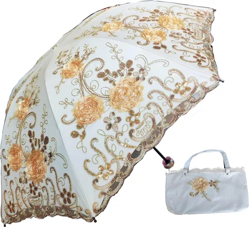 Vista 41 de WENDIN Sombrilla de encaje plegable vintage Paraguas gótico lluvia Anti-UV protección de encaje parasol cúpula Foto Props niñas sombrilla paraguas