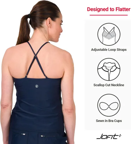 Vista 4 de Jofit Ropa deportiva para mujer, camiseta de natación festoneada para golf y tenis