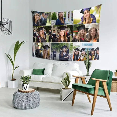 Vista 16 de Nsipan Tapiz personalizado para subir imágenes, texto fotográfico, decoración de pared, colección de collage de dormitorio, decoración