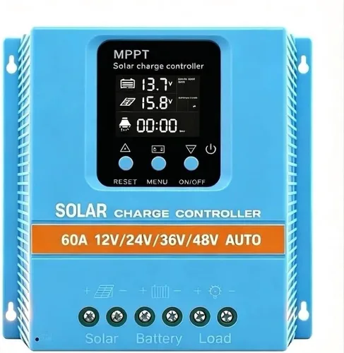 Vista 10 de Controlador de carga solar de 30A [Actualizado], regulador inteligente de batería de panel solar negro con puerto USB dual 12V/24V PWM, parámetro