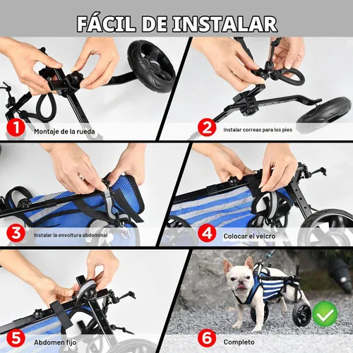 Vista 9 de Silla de ruedas para perros mejorada 2025 para patas traseras, silla de ruedas pequeña para perros con patas traseras discapacitadas, carritos