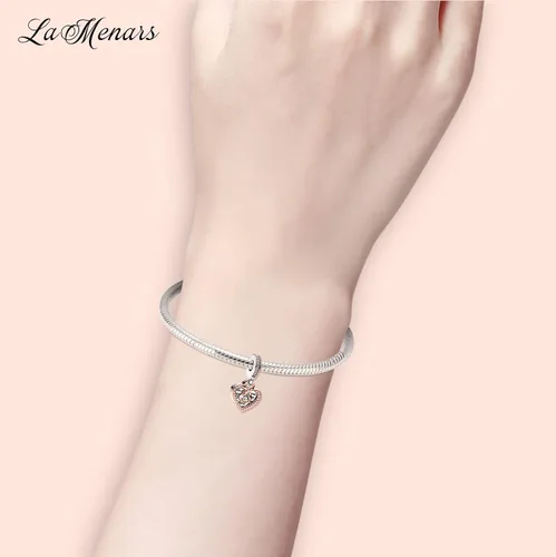 Vista 2 de La Menars Dije de corazón para pulseras y collares de plata de ley 925 para mujer, colgante para Navidad, día de San Valentín, día de la madre