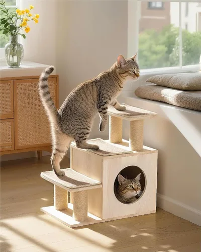 Vista 7 de Escaleras para mascotas 3 en 1 para gatos, escalones de mascotas
