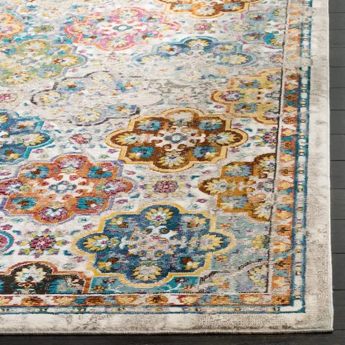 Vista 2 de SAFAVIEH Aria Collection - Alfombra de área de 3 x 5 pies, color beige y multicolor, no desprende pelusa y fácil de limpiar, ideal para dormitorio