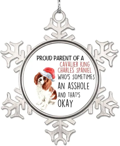 Vista 3 de Christmas Dog Ornaments for Christmas Trees Yorkshire Terrier Dog Christmas Ornament 2023 Proud Parent of A Dog Pet Metal Snowflake Ornaments Unique