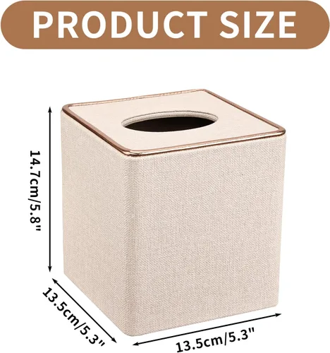 Vista 7 de Cubierta De Caja De Pañuelos, Cubierta De Caja De Pañuelos De Cuero De La PU Cubierta Cuadrada Para El Hogar/Oficina/Decoración Del Coche 5.3 "X5.3