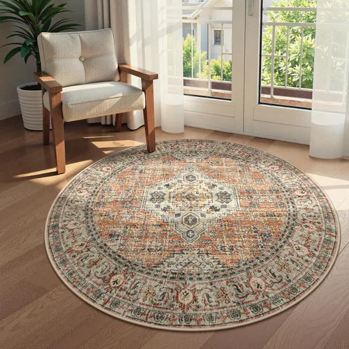 Vista 40 de Lahome Alfombra oriental lavable de área pequeña, 2 x 3 pies, para entrada, cocina, ultra fina, suave, tapete antideslizante para puerta de Azul