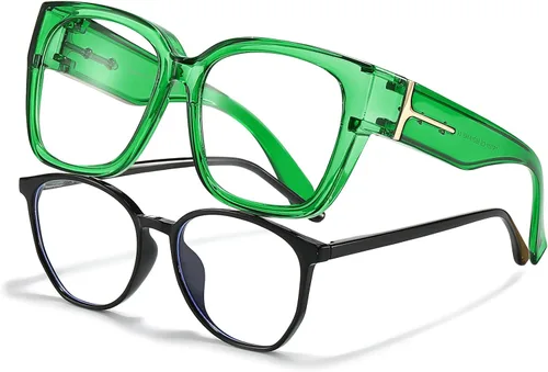 Vista 13 de LVIOE Lentes con filtro de luz azul para mujeres y hombres, anteojos de bloqueo de luz azul de gran tamaño para llevar sobre anteojos LB7511