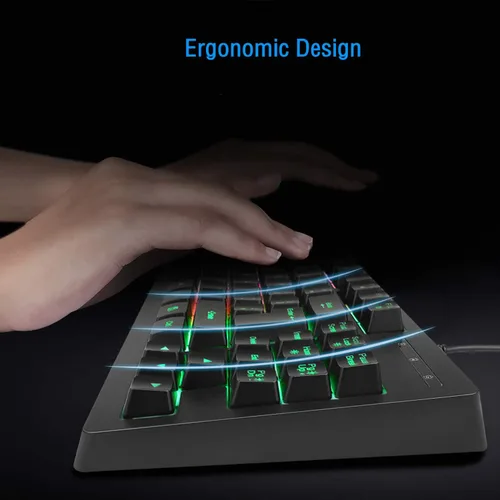 Vista 4 de BlueFinger Combo de teclado RGB para juegos de 87 teclas y mouse retroiluminado teclado arcoíris con cable USB juego de teclado para computadora