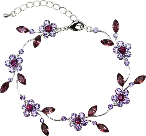 Vista 12 de Faship - Juego de collar y aretes con cristales de imitación florales AB