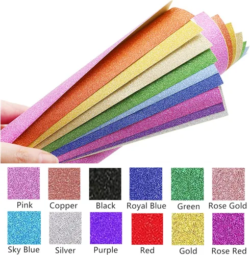 Vista 3 de Hysiwen 20 hojas de cartulina con purpurina negra, 250 g/m²/92 lb, tamaño A4, papel brillante para hacer tarjetas, invitaciones, manualidades