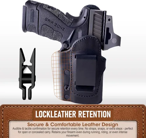 Vista 5 de Urban Carry LockLeather IWB RMR/RDS Holster - Right Handed Secure & Comfortable Leather/Polymer Hybrid Design for Optimal Comfort Compatible with