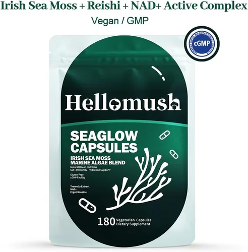 Vista 3 de Suplemento orgánico de cápsulas de musgo marino con extracto de Reishi y Tremella 10:1, píldoras de musgo marino cosechado silvestre para mujeres