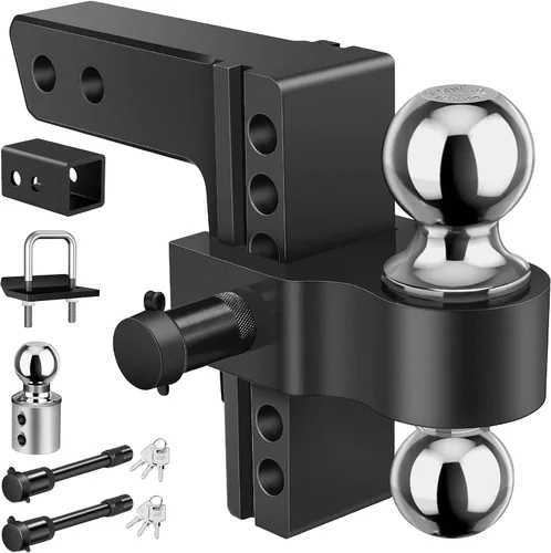 Vista 8 de Kohree Enganche de remolque ajustable de 6 pulgadas, se adapta a receptor de 2 pulgadas, enganche de caída y elevación, enganche de remolque