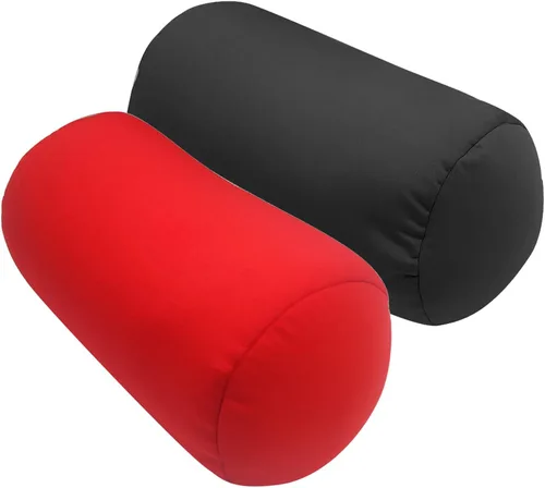 Vista 8 de 2 piezas de almohada enrollable para el cuello de microcuentas, almohadilla de soporte para el cuello o la espalda de tubo de frijoles blandos Negro
