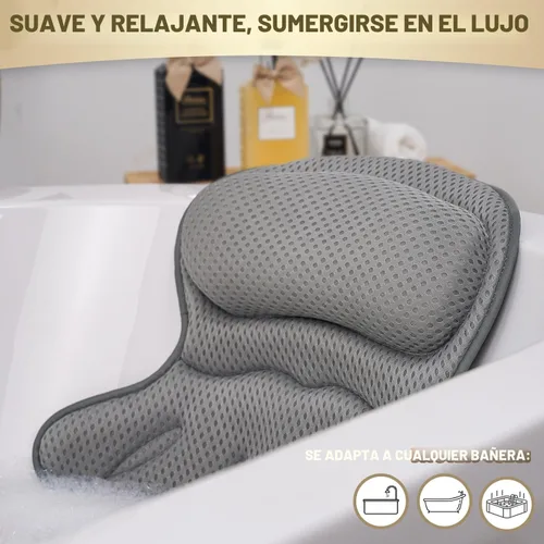 Vista 2 de Almohada de Baño de Lujo para Bañera, Almohada de Baño Extra Suave y Cómoda para Soporte de Cabeza, Cuello y Espalda en la Bañera, con Cojines