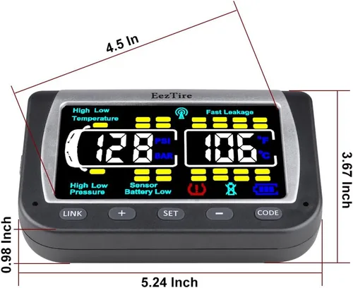 Vista 3 de EEZ RV Products EEZTire - Sistema de monitoreo de presión de neumáticos en tiempo real/24x7 - Monitor a color + 4 sensores + Sistema de refuerzo