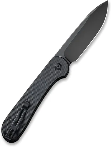 Vista 2 de CIVIVI C2103A Elementum - Navaja de bolsillo plegable con hoja de 3.47" 14C28N, mango de G10, con bloqueo de botón para EDC (Negro)