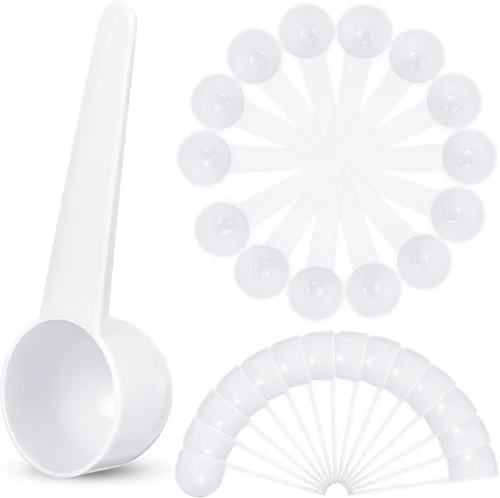 Vista 8 de Meanplan - Cucharas medidoras de plástico con mango (0.7 onzas líquidas, 20 cc 1.33 cucharadas 4 cucharaditas) cucharadita de café para medir